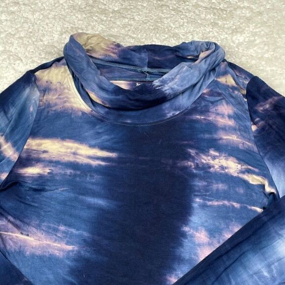 Soft Surroundings Blue Tie Dye Cowl Neck Tunic Pullover Top - Picture 7 of 7